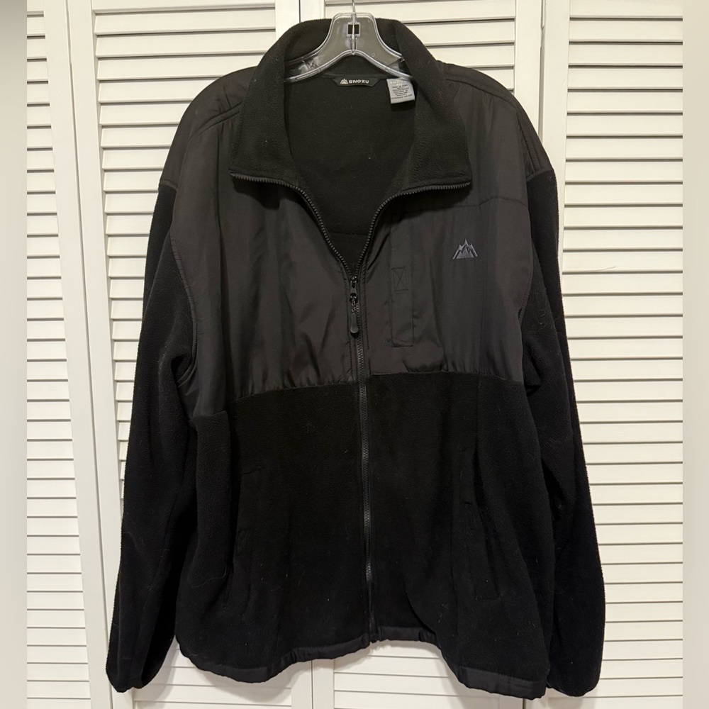 Snozu Black Performance Full Zip Fleece Jacket for Men XXL